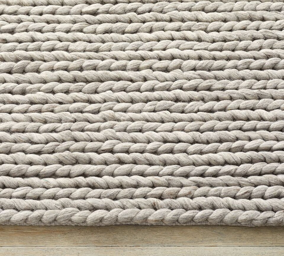 Chunky Knit Sweater Rug Heathered Grey Pottery Barn Australia